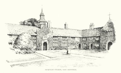 Sackville College, East Grinstead (litografia) tekijältä Duncan Moul