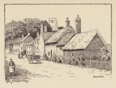Sussex: Bramber Village (litografia) tekijältä Duncan Moul