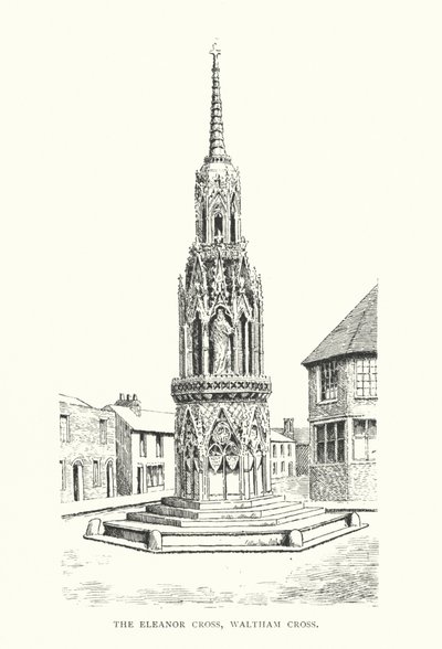 The Eleanor Cross, Waltham Cross (litografia). tekijältä Duncan Moul