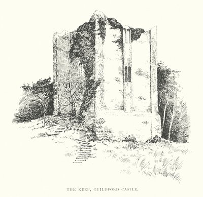 The Keep, Guildfordin linna (litografia) tekijältä Duncan Moul