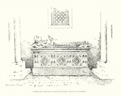 Matilda Fitzwalterin hauta, Little Dunmow (litografia) tekijältä Duncan Moul
