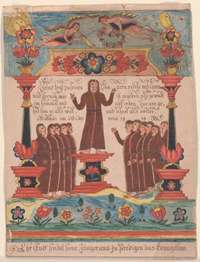 Jeesus meni opetuslastensa luo, n. 1810-20 (kynä ja muste ja wc paperilla) tekijältä Durs Sr. and Rudy, Durs Jr. Rudy
