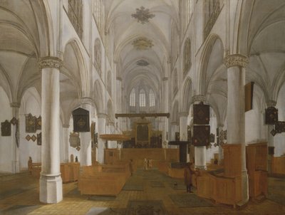Bergenin Pyhän Gertrudin kirkon sisustus Op Zoom, n. 1650 (maalaus) tekijältä Dutch School