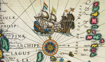C.3.c.8 Taistelualukset, Filippiinien edustalla, yksityiskohta sivulta 361-2 (Itä-Intian saaret), Mercatorin Atlas... tekijältä Dutch School