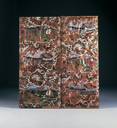 Kohokuvioidut ja moniväriset paneelit, 1600-luvun loppu (nahkaa) tekijältä Dutch School