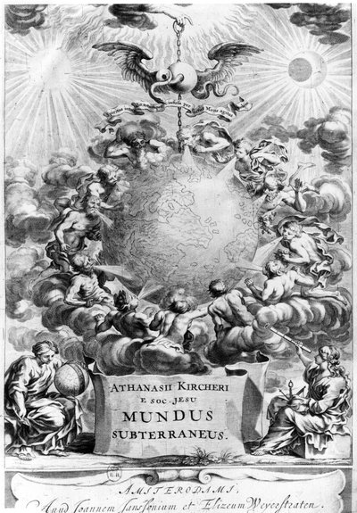 Athanasius Kircherin (1602-80) Mundus Subterraneuksen etulevy 1664, Amsterdam tekijältä Dutch School