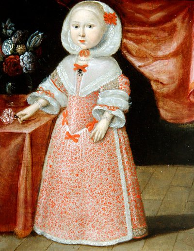 Tyttö, jolla on vaaleanpunainen ja valkoinen kukka, n. 1640 (öljy kuparille) tekijältä Dutch School