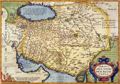 Persian kartta Theatrum Orbis Terrarum -pubista. kirjoittanut Abraham Ortelius (1527-98) Antwerpen, noin 1590 tekijältä Dutch School