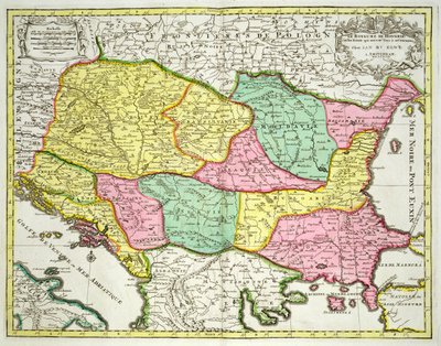 Kartta Unkarin kuningaskunnasta ja sen kruunuun liittyneistä valtioista, pubi. kirjoittanut Jan Barend Elwe, Amsterdam, 1742 tekijältä Dutch School