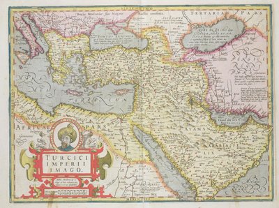 Turkin valtakunnan kartta Mercator Atlas -pubista. Jodocus Hondius (1563-1612) Amsterdam, 1606 tekijältä Dutch School