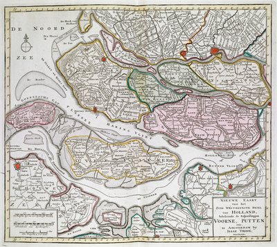 Uusi kartta Hollannin lounaisosasta, mukaan lukien Voornen, Puttenin jne. ulosottomiehet. [Kolmekymmentäkuusi Alankomaiden karttaa]Isaak Tirion Vuosina 1739–1757. tekijältä Dutch School