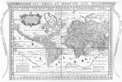 Nova Totius Terrarum Orbis Geographica Ac Hydrographica Tabula, 1642. tekijältä Dutch School
