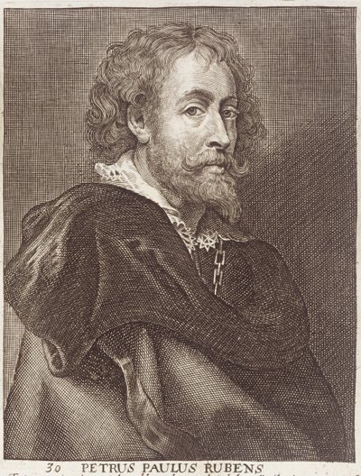 Peter Paul Rubensin (1577-1640) muotokuva 30 taiteilijoiden muotokuvien sarjasta, kaivertanut Joannes Meyssens (1612-70) tekijältä Dutch School