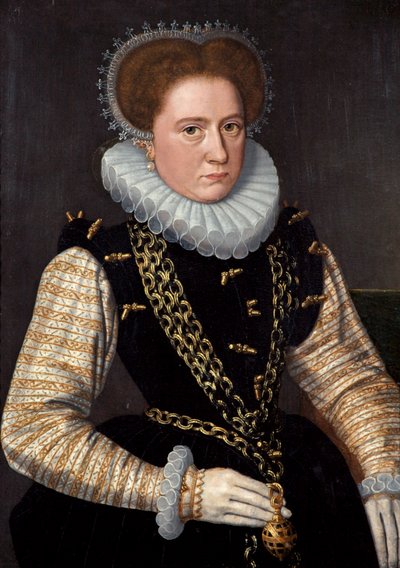 Espanjalaisasuisen naisen muotokuva, n. 1585 tekijältä Dutch School