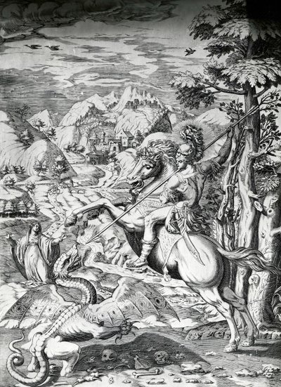 Pyhä Yrjö ja lohikäärme, 1500-luku tekijältä Dutch School