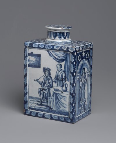 Tea caddy, n. 1698 (lasitettu maatavara) tekijältä Dutch School