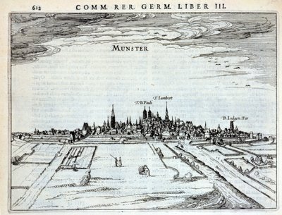 Näkymä Munsterin kaupunkiin Rerum Germanicarumilta, P. Bertin, Amsterdam 1616 tekijältä Dutch School