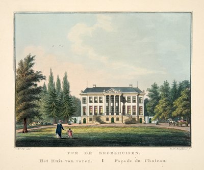 Vue de Broekhuisen. Talo edestä. Julkisivu du Chateau tekijältä Dutch School
