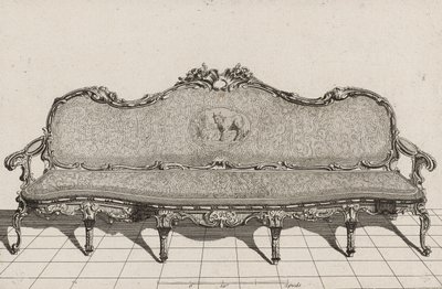 Canapé, 1700-luvun toinen puoli (kaiverrus paperille) tekijältä Duval. A. (after)