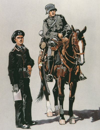 Saksan armeijan panssariupseeri ja ratsasotilas tekijältä E. (after) Dobrich