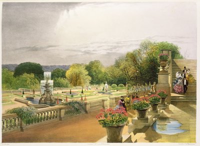 The Parterre, Harewood House lähellä Leedsiä, pubi, tekijä Thomas McLean. tekijältä E. Adveno Brooke