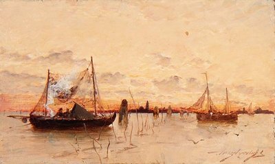 Auringonlasku laguunilla tekijältä E. Aubrey Hunt