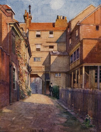 Eton: The Old Christopher Yard (väri litho) tekijältä E. D. Brinton