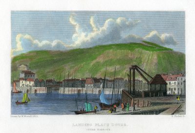 Laskeutumispaikka, ulkosatama, Dover, Kent, 1800-luku. tekijältä E. Finden