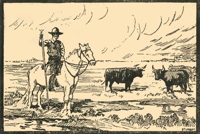 "Camargue Landscape - Näkymä Camarguesta", 1920-luku. tekijältä E Laget
