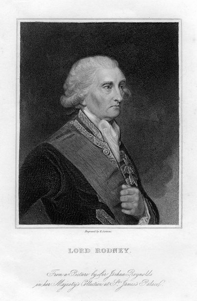 Amiraali George Brydges Rodney 1719-1792, 1. Baron Rodney, 1800-luku. tekijältä E. Scriven