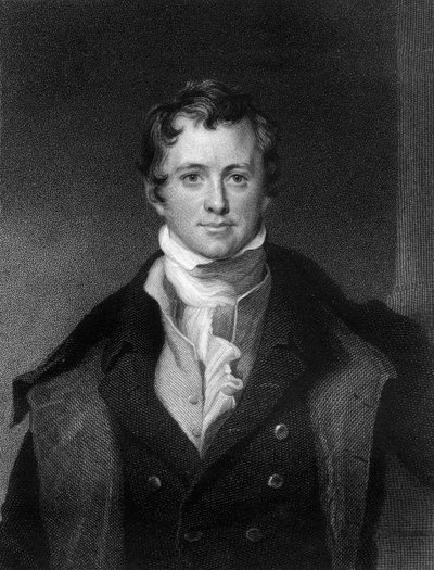 Sir Humphrey Davy, Cornish kemisti ja fyysikko, 1845. tekijältä E. Scriven