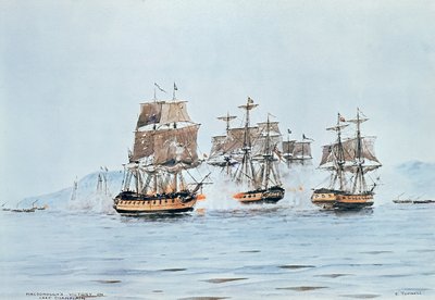 Commodore Macdonough Saratogassa voittaa britit, Battle of Lake Champlain tekijältä E. Tufnell