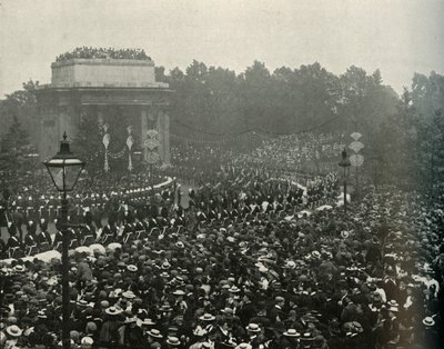 Kanadan pääministerin The Hon saapuminen. Wilfrid Laurier Hyde Park Cornerissa, 1897. tekijältä E. and S. Woodbury