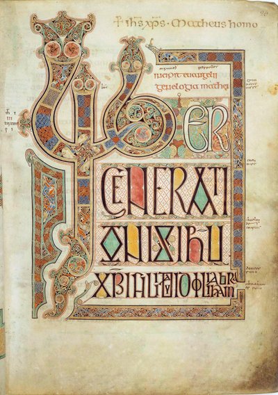 Lindisfarnen evankeliumit, 715-721. tekijältä Eadfrith,