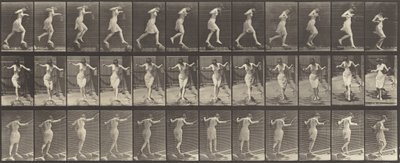 Kilpi nro 175. Puron ylitys ponnahduskivillä onkivavalla ja tölkillä, 1887. tekijältä Eadweard Muybridge