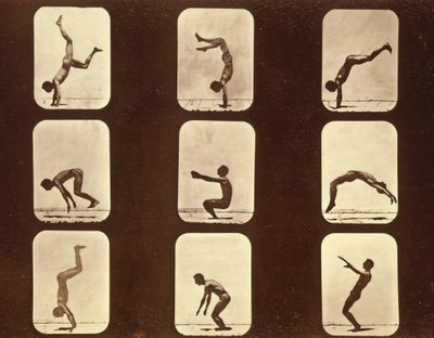 Urheilijat. Läppäläppä "Animal Locomotion" -sarja, n. 1881 (m/v kuva) tekijältä Eadweard Muybridge