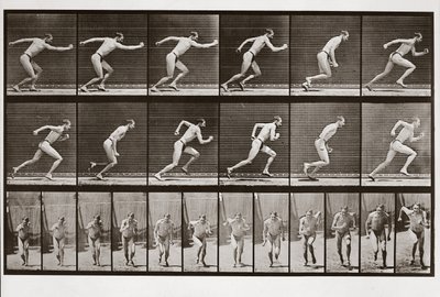 Mies juoksee, levy 59 Animal Locomotionista, 1887 tekijältä Eadweard Muybridge