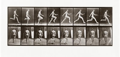 Mies juoksee, levy 65 Animal Locomotionista, 1887 tekijältä Eadweard Muybridge