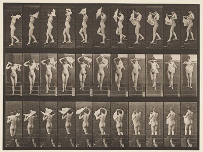 Levy 133. Laskevat portaat, nenäliina olkapäille, 1872-1885 tekijältä Eadweard Muybridge