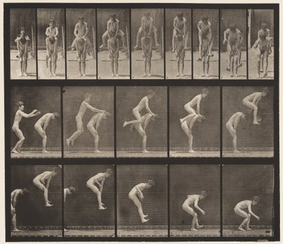Levy 167. Hyppy; Pojan selän yli (sammakkohyppy) tekijältä Eadweard Muybridge