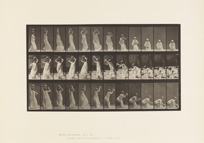 Levy 206. Vesipurkin kantaminen päässä, sen kääntäminen ja asettaminen päälle tekijältä Eadweard Muybridge