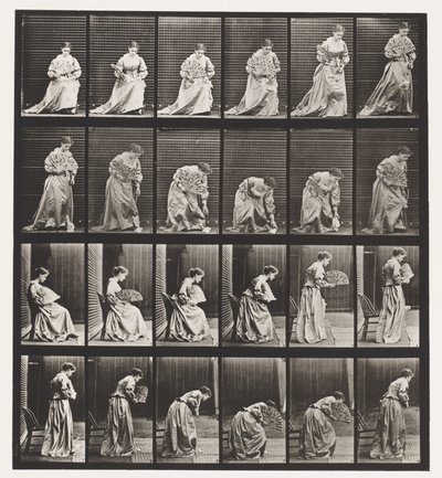 Levy 250. Tuolista nousu, kumartuminen ja nostaminen käsiliina tekijältä Eadweard Muybridge