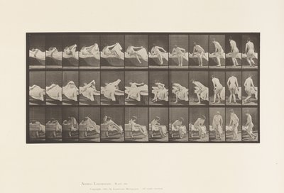 Levy 264. Nouseminen sängystä ja valmistautuminen polvistumaan tekijältä Eadweard Muybridge