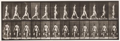 Levy 29. Kävely, vesiämpäri kantoi kummassakin kädessä, 1872-1885 tekijältä Eadweard Muybridge