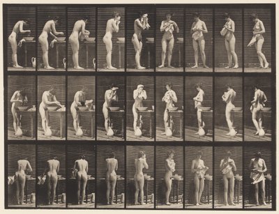 Levy 412. Pesu, kasvojen pyyhkiminen ja kääntäminen tekijältä Eadweard Muybridge