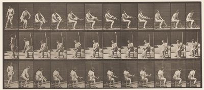 Lauta 418. WC, istuminen ja sukkien pukeminen, 1872-1885 tekijältä Eadweard Muybridge