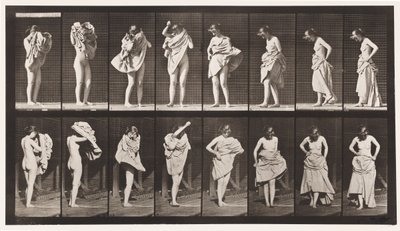 Lauta 425. WC, pukeutuminen ja kääntyminen, 1872-1885 tekijältä Eadweard Muybridge