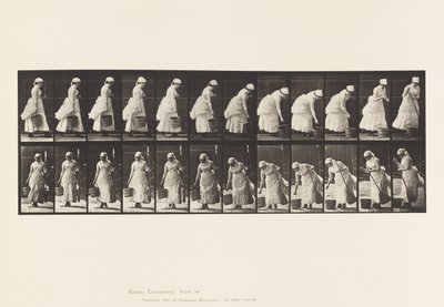 Levy 437. Kauhan laskeminen alas ja lakaisuun valmistautuminen tekijältä Eadweard Muybridge