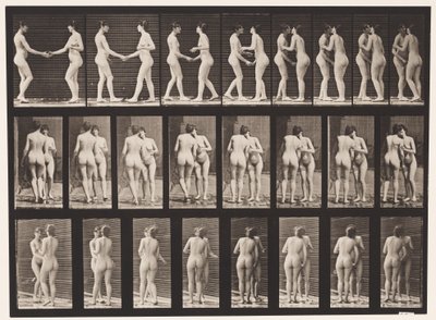 Lauta 444. Kaksi mallia kättelemässä ja toisiaan suutelemassa tekijältä Eadweard Muybridge