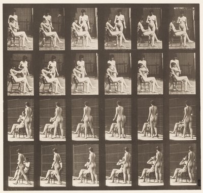 Lautas 451. Kaksi mallia, 8 tuo kuppi teetä, 1 kuppi ja juomia, 1872-1885 tekijältä Eadweard Muybridge